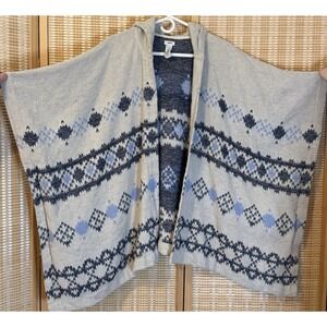 Aerie Womens OSFM Fairisle Hooded Poncho Kaftan Western Streetwear Skater Boho‎